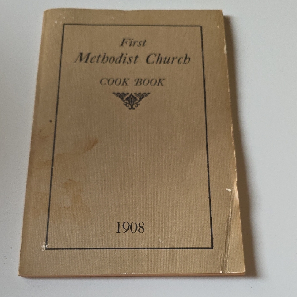 Vintage Cookbook with Tan Cover - First Methodist Church‎